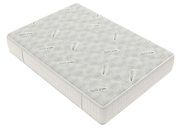 Saltea cu Spuma Memorie SilverCare, Grosime 24 cm, Husă cu Ioni de Argint, cu Mânere, Fermitate Medie - 90x200