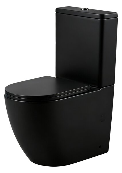 Erga Siena, Vas combinat WC 620x365x820 mm, Fără ramă + funcție bideu + capac WC, negru mat, ERG-V03-SIENA-RIM-BID-BK