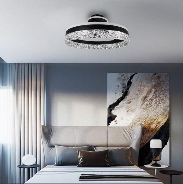 Lustră LED dimabilă aplicată LED/86W/230V 3000-6500K negru + telecomandă