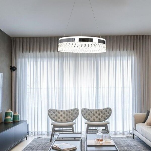 Lustră LED dimabilă pe cablu LED/90W/230V 3000-6500K crom + telecomandă