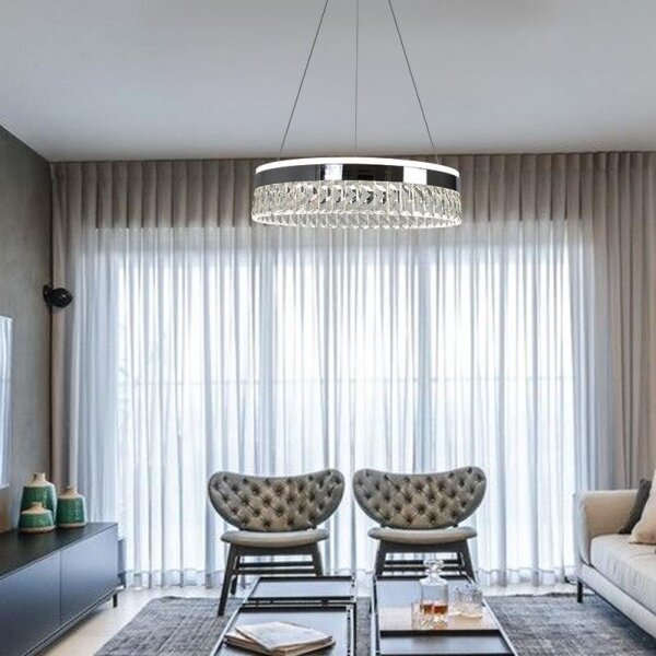 Lustră LED dimabilă pe cablu LED/90W/230V 3000-6500K crom + telecomandă