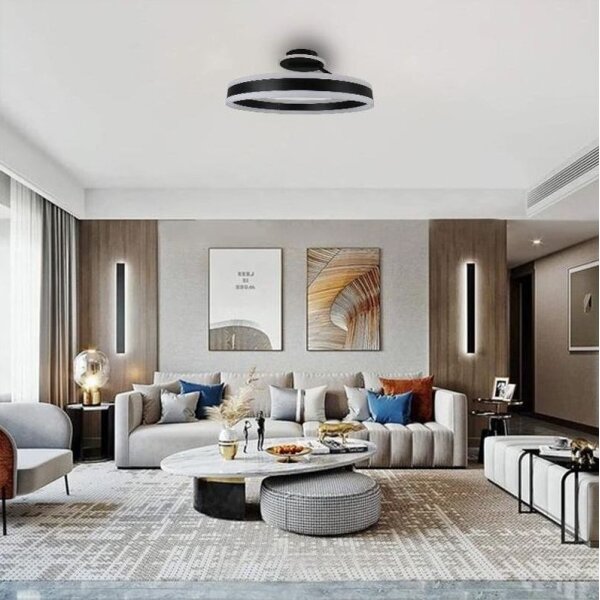 Lustră LED dimabilă aplicată LED/86W/230V 3000-6500K negru + telecomandă