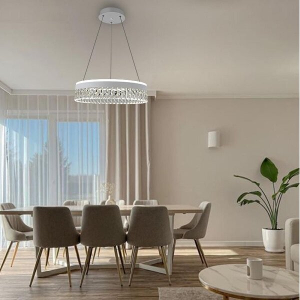 Lustră LED dimabilă pe cablu LED/90W/230V 3000-6500K alb + telecomandă