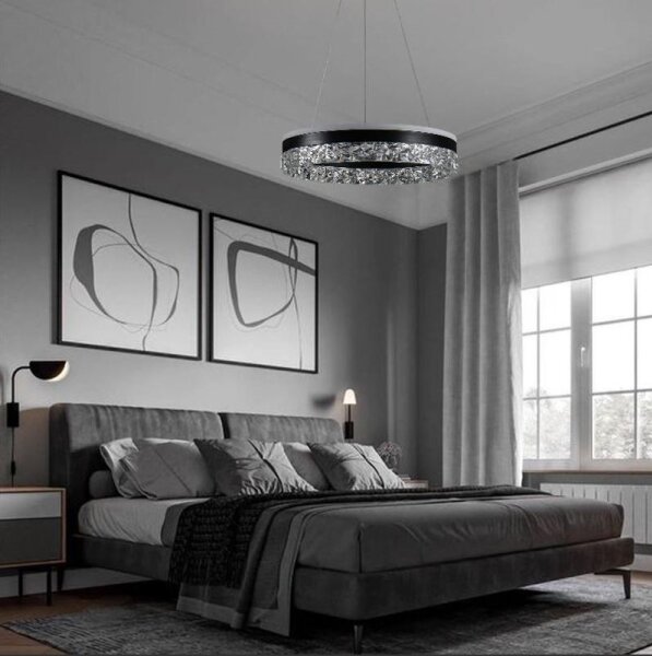 Lustră LED dimabilă pe cablu LED/80W/230V 3000-6500K negru + telecomandă