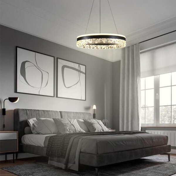 Lustră LED dimabilă pe cablu LED/80W/230V 3000-6500K negru + telecomandă