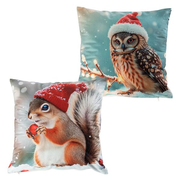 Set 2 buc. fețe de pernuță VEVERIȚĂ ȘI BUFNIȚĂ 40 x 40 cm