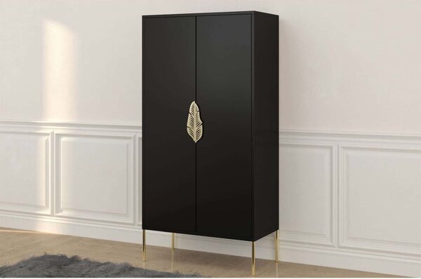 Dulap TV lemn masiv Merlin Personalizabilă Accesorii placate cu Aur, 80,1 × 40 × 160 cm - Alb