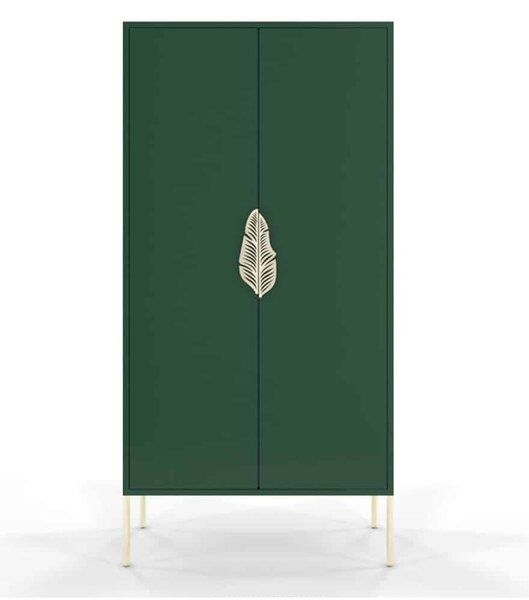Dulap TV lemn masiv Merlin Personalizabilă Accesorii placate cu Aur, 80,1 × 40 × 160 cm - Alb