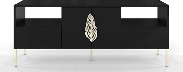 Comodă TV lemn masiv Merlin Personalizabilă Accesorii placate cu Aur, 136 × 40 × 60 cm - Alb