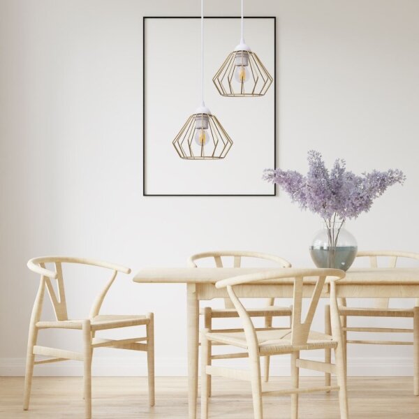 Lustră pe cablu CEED GOLD 2xE27/60W/230V d. 28 cm alb/auriu
