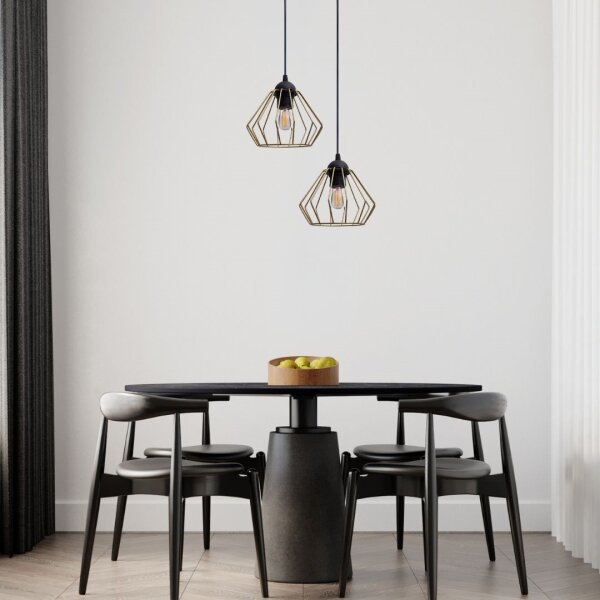 Lustră pe cablu CEED GOLD 2xE27/60W/230V d. 28 cm negru/auriu