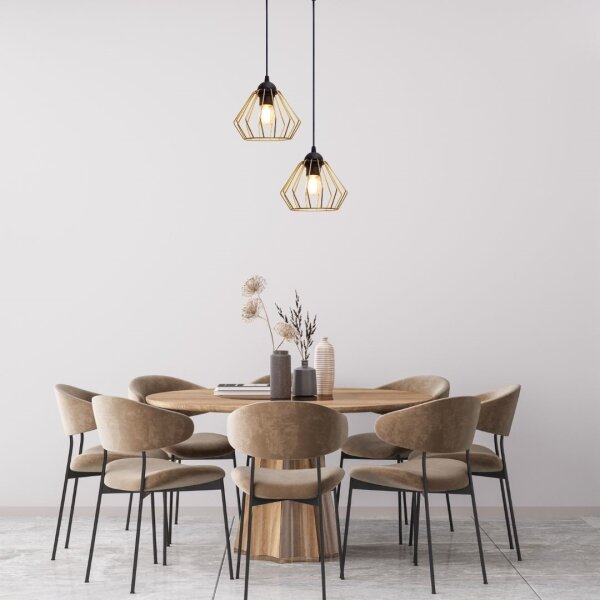 Lustră pe cablu CEED GOLD 2xE27/60W/230V d. 28 cm negru/auriu