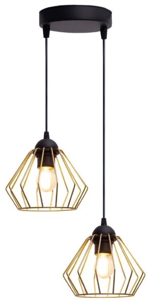 Lustră pe cablu CEED GOLD 2xE27/60W/230V d. 28 cm negru/auriu