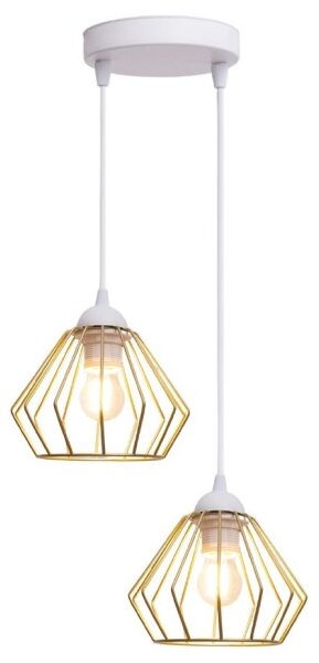 Lustră pe cablu CEED GOLD 2xE27/60W/230V d. 28 cm alb/auriu