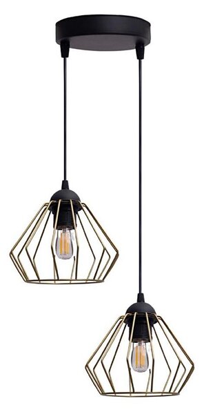 Lustră pe cablu CEED GOLD 2xE27/60W/230V d. 28 cm negru/auriu
