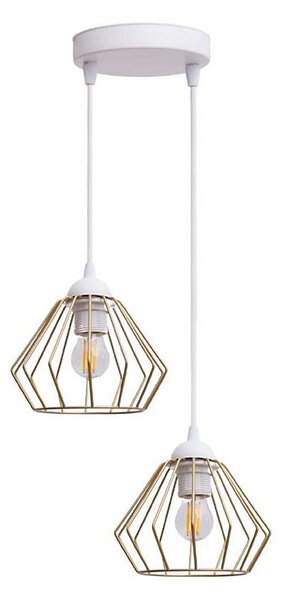 Lustră pe cablu CEED GOLD 2xE27/60W/230V d. 28 cm alb/auriu