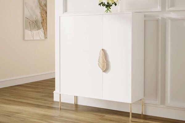 Pantofar lemn masiv Merlin Personalizabil Accesorii placate cu Aur, 100 × 35 × 120 cm - Alb