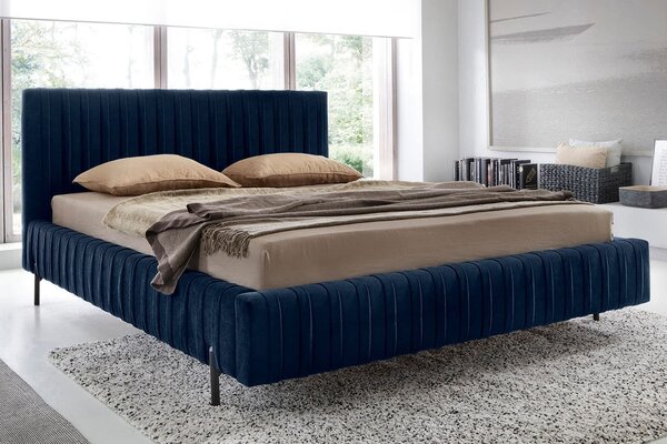 Pat lemn masiv Tapițat Plix cu Ladă Depozitare Personalizabil 140/160/180 x 200 cm - Nube 05, 140 x 200 cm