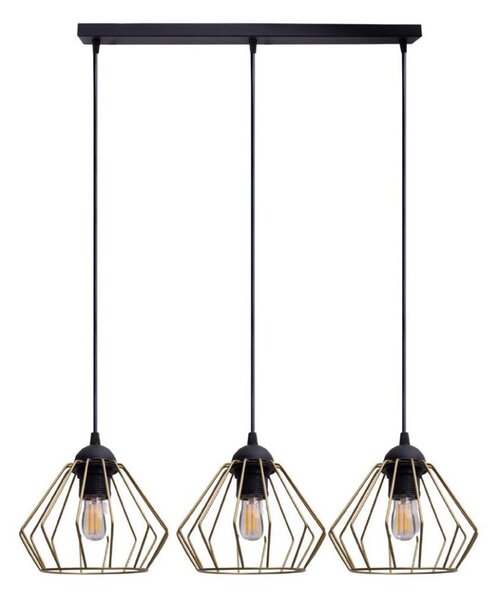 Lustră pe cablu CEED GOLD 3xE27/60W/230V negru/auriu