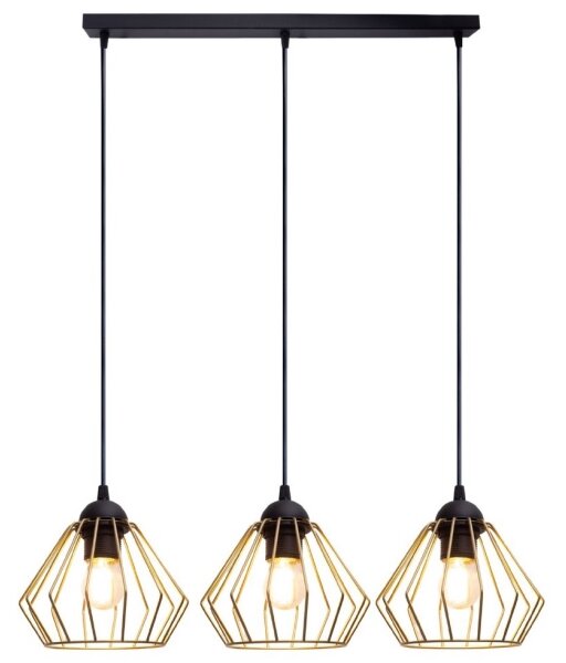 Lustră pe cablu CEED GOLD 3xE27/60W/230V negru/auriu
