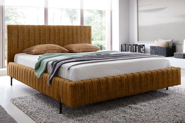 Pat lemn masiv Tapițat Plix cu Ladă Depozitare Personalizabil 140/160/180 x 200 cm - Nube 05, 140 x 200 cm