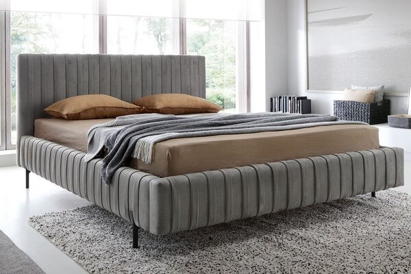 Pat lemn masiv Tapițat Plix cu Ladă Depozitare Personalizabil 140/160/180 x 200 cm - Nube 05, 140 x 200 cm