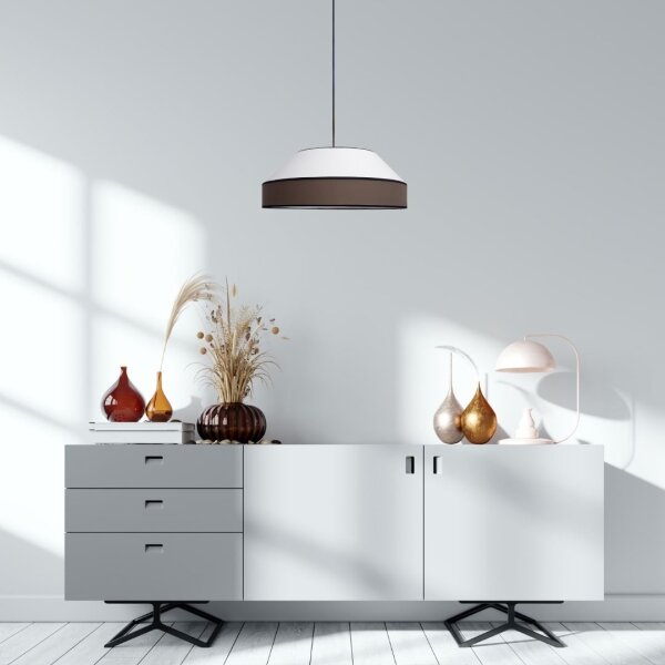 Lustră pe cablu MANISO 1xE27/60W/230V d. 45 cm alb/maro