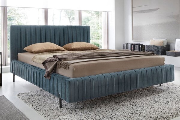 Pat lemn masiv Tapițat Plix cu Ladă Depozitare Personalizabil 140/160/180 x 200 cm - Nube 05, 140 x 200 cm