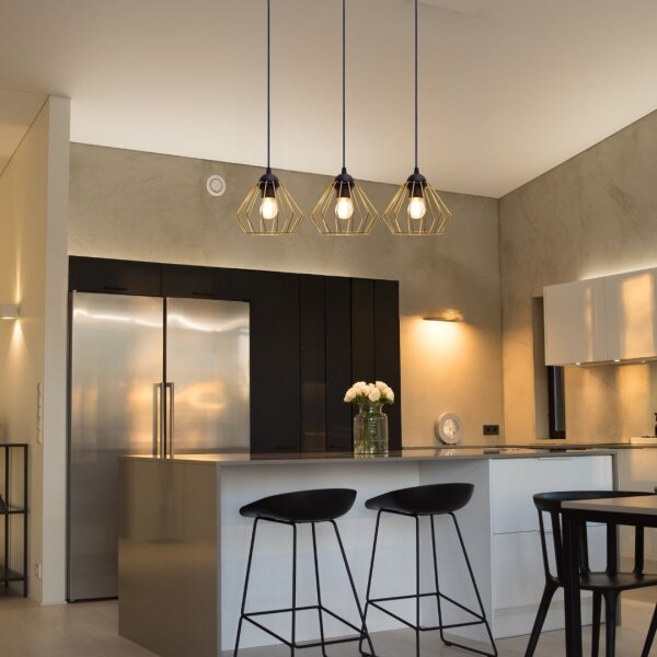 Lustră pe cablu CEED GOLD 3xE27/60W/230V negru/auriu