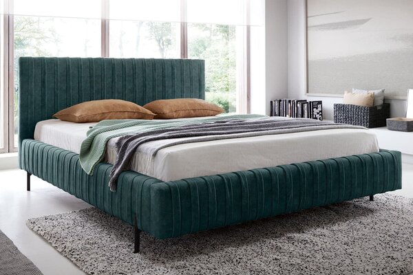 Pat lemn masiv Tapițat Plix cu Ladă Depozitare Personalizabil 140/160/180 x 200 cm - Nube 05, 140 x 200 cm