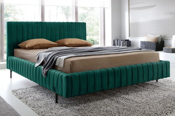 Pat lemn masiv Tapițat Plix cu Ladă Depozitare Personalizabil 140/160/180 x 200 cm - Nube 05, 140 x 200 cm
