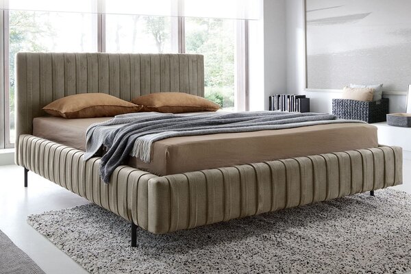 Pat lemn masiv Tapițat Plix cu Ladă Depozitare Personalizabil 140/160/180 x 200 cm - Nube 05, 140 x 200 cm