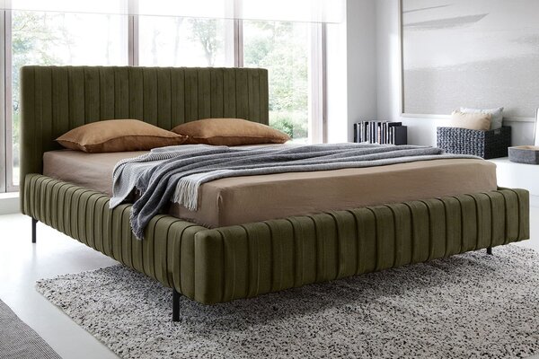 Pat lemn masiv Tapițat Plix cu Ladă Depozitare Personalizabil 140/160/180 x 200 cm - Nube 05, 140 x 200 cm