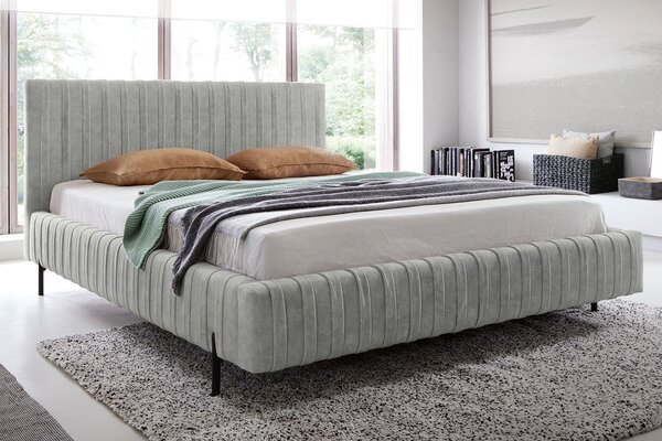 Pat lemn masiv Tapițat Plix cu Ladă Depozitare Personalizabil 140/160/180 x 200 cm - Nube 05, 140 x 200 cm