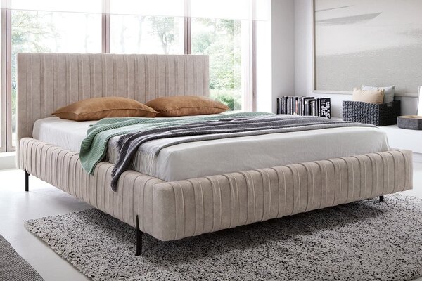 Pat lemn masiv Tapițat Plix cu Ladă Depozitare Personalizabil 140/160/180 x 200 cm - Nube 05, 140 x 200 cm