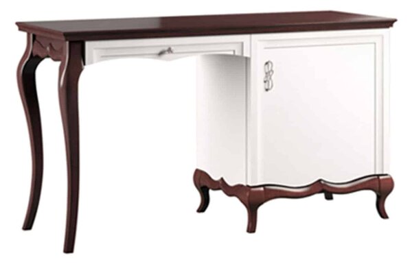 Birou lemn masiv nuc Milan Alb-, 136,3 × 48 × 78,2 cm - stanga