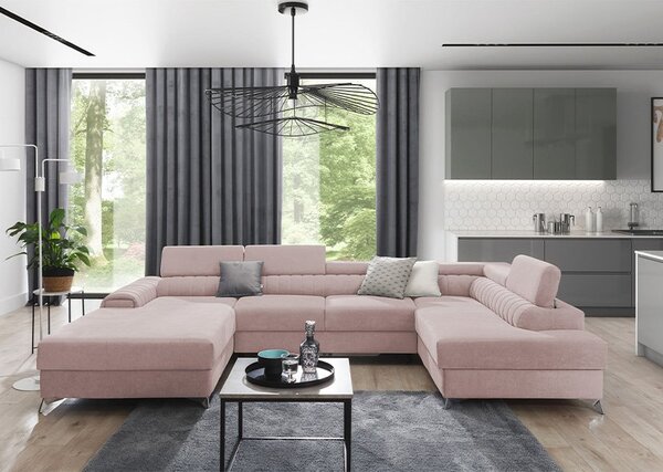 Colțar lemn masiv Formă U Extensibil Levi 347x202cm