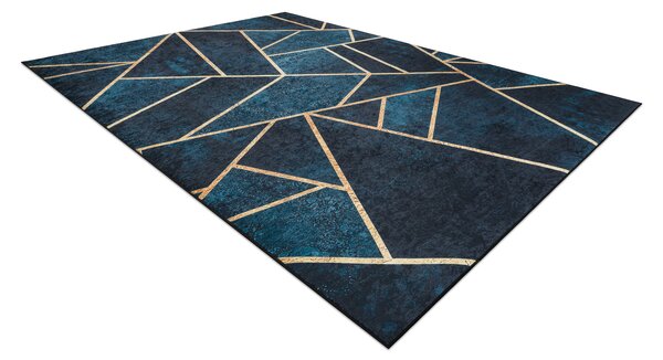 ANDRE 1173 covor lavabil mozaic, geometric anti-alunecare - turcoaz / aur