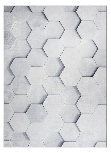 ANDRE 1180 covor lavabil Fagure, hexagon 3D anti-alunecare - gri