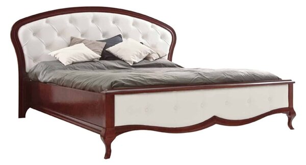 Pat lemn masiv nuc Milan I Alb- 140/160/180x200 cm - 160x200, Fara