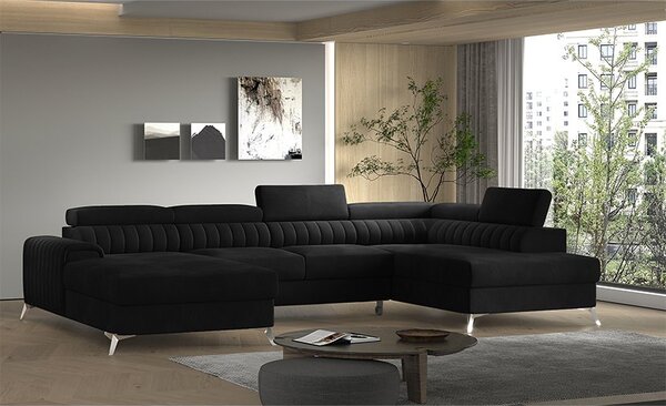 Colțar lemn masiv Formă U Extensibil Levi 347x202cm