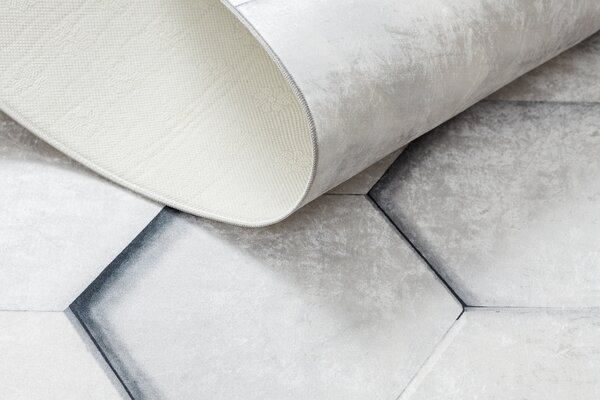ANDRE 1180 covor lavabil Fagure, hexagon 3D anti-alunecare - gri