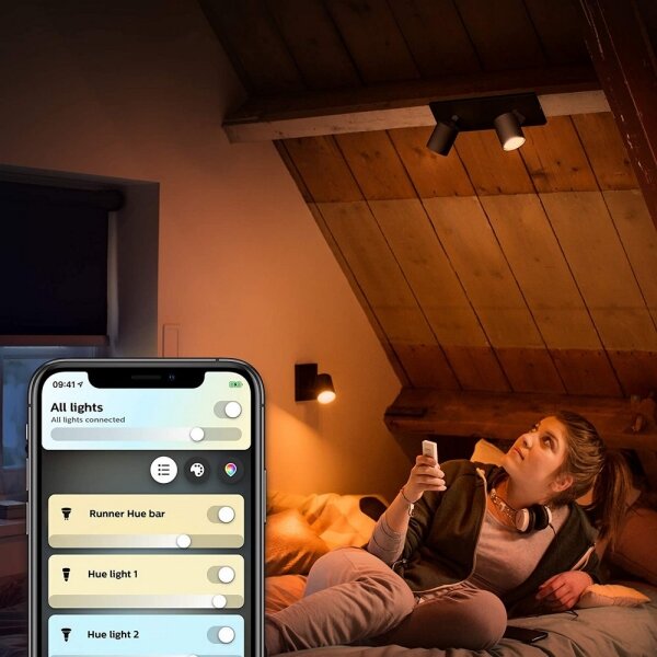 Spot LED dimabil Philips Hue RUNNER 2xGU10/4,2W/230V alb + telecomandă