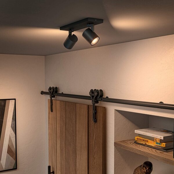 Spot LED dimabil Philips Hue RUNNER 2xGU10/4,2W/230V negru + telecomandă