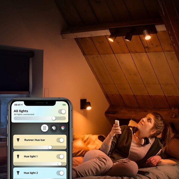 Spot LED dimabil Philips Hue RUNNER 3xGU10/4,2W/230V negru + telecomandă