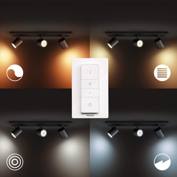Spot LED dimabil Philips Hue RUNNER 3xGU10/4,2W/230V negru + telecomandă
