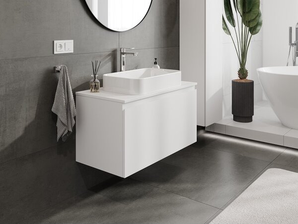 Mexen Orio, mobilier de baie 90 cm cu blat, 1 sertar, alb mat, 91A10-09047-1-BFC01