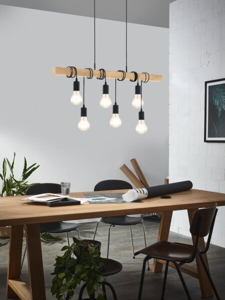 Eglo 43513 - Lustră suspendată pe cablu TOWNSHEND 6xE27/60W/230V