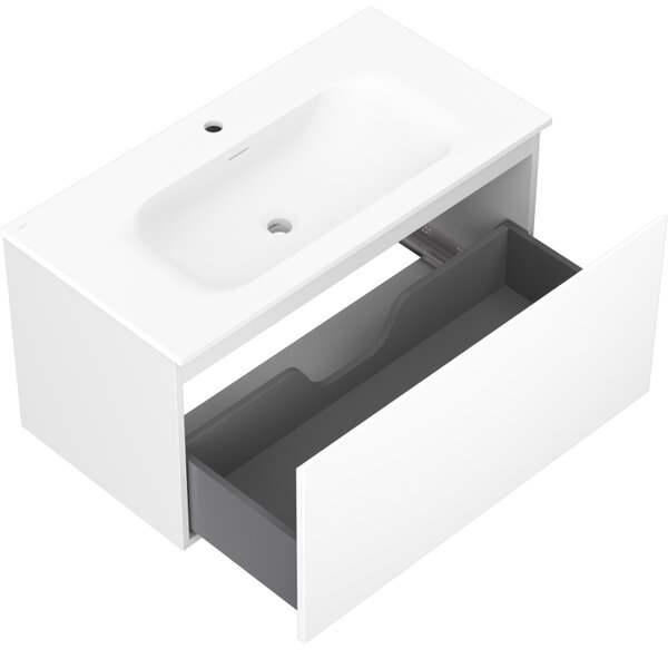 Mexen Orio, mobilier baie 90 cm cu lavoar Vela, 1 sertar, alb mat, 91A10-09047-1-BF01-W23M01