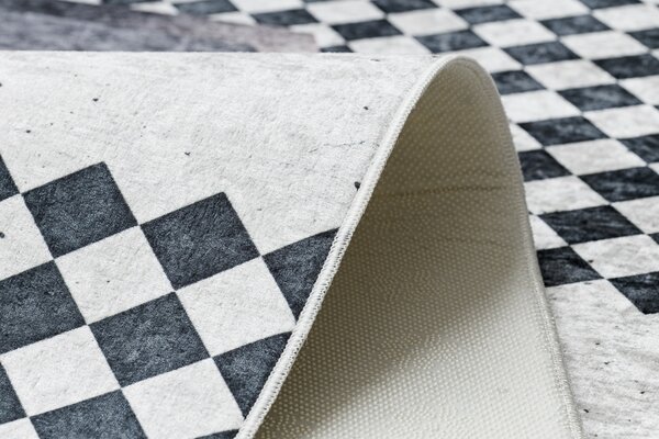 ANDRE 1863 covor lavabil Caro, geometric anti-alunecare - alb / negru